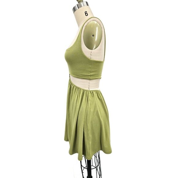 Skatie Eloise Green Mini Dress Womens XS Cut Out Sleeveless Jersey Knit - Picture 3 of 5
